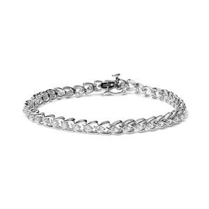 .925 Sterling Silver 1.00 Cttw Diamond C-Shaped Link Bracelet (I-J Color, I3